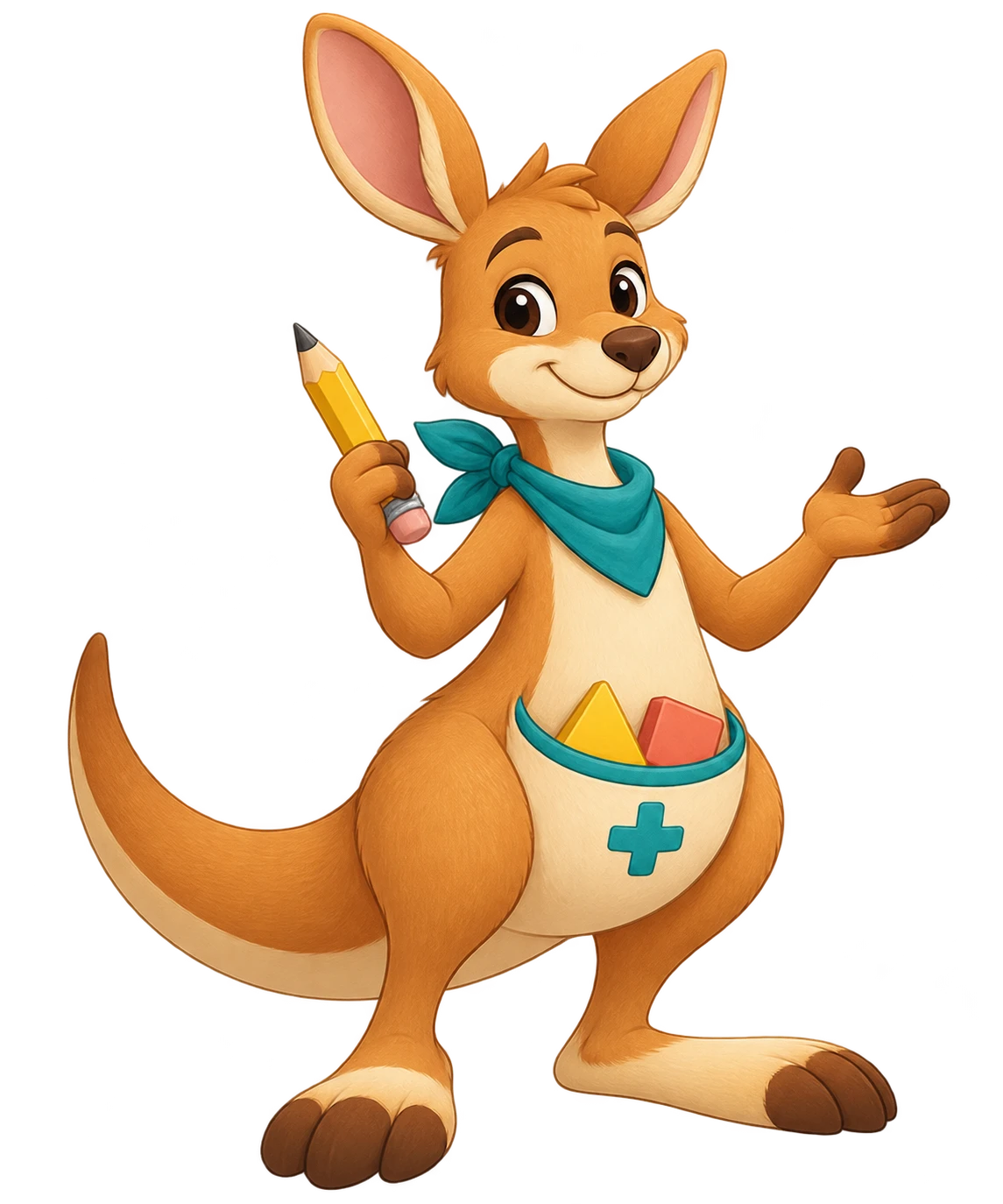 Numroo mascot, a kangaroo holding a pencil